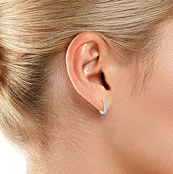 NEW CZ Huggie Hoop Earrings - Picture 4 of 6